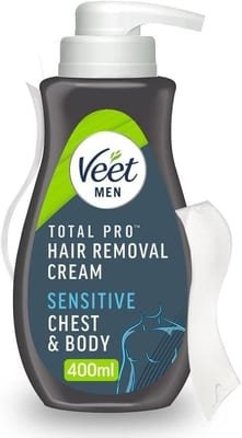 Veet Veet Men Hair Removal Cream 400ml - Hydrating Chest & Body Remover for Smooth