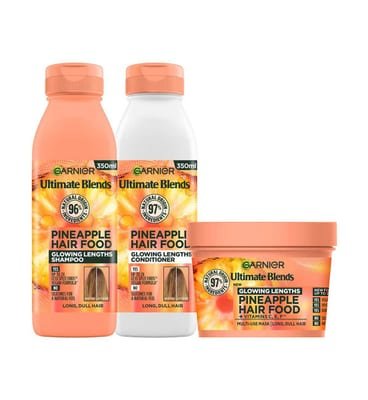 Garnier Garnier Ultimate Blends Glowing Lengths Pineapple Shampoo, Conditioner And Hair Mask Bundle
