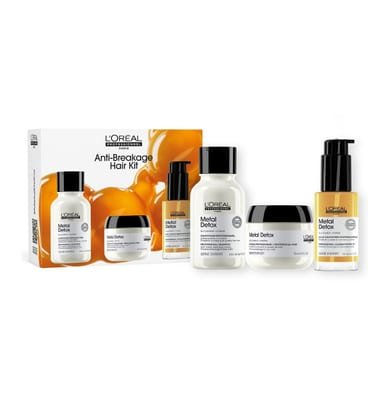 L'Oreal Professionnel L'Oreal Professionnel Metal Detox Shampoo, Hair Mask & Oil Discovery Mini Gift Set, Prevent Damage, 100ml, 75Ml 30ml
