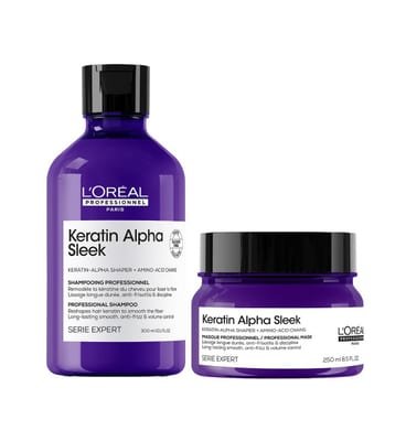 Loreal L'Oreal Professionnel Keratin Alpha Sleek Shampoo & Hair Mask Bundle Anti-Frizz Smoothing