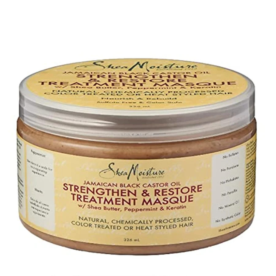 Shea Moisture Shea Moisture SheaMoisture Jamaican Black Castor Oil Strengthen & Restore Hair Treatment Mask -Sulfate- Free Deep Conditioner with Shea Butter & Peppermint - Repairs & Strengthen Damaged
