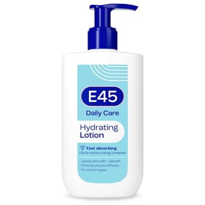 E45 E45 Daily Lotion 400 ml for all Skin Types - Hydrating Non-Greasy Lightweight Moisturiser - Perfume-Free Long Lasting Body Face Hand Cream - Dermatologically Tested | Long-lasting hydration - Lightweight