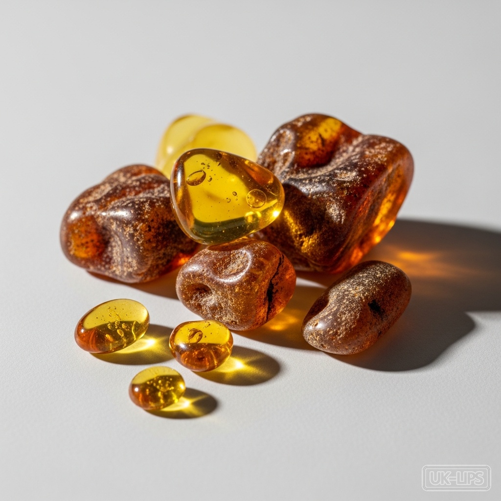 Amber — Amber is a natural fossilised resin that originates from ancient coniferous trees, prim… | UK Lips ingredient guide