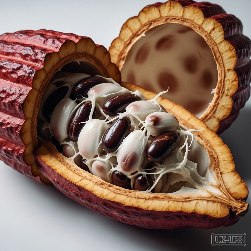 Cacao pod — The cacao pod is the large, football-shaped fruit of the Theobroma cacao tree, native t… | UK Lips ingredient guide