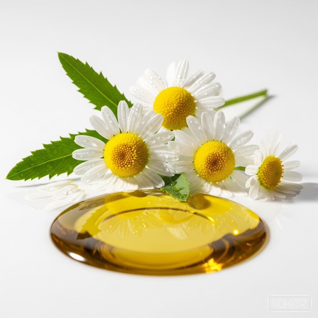 Chamomilla Recutita Flower Oil — Chamomilla Recutita Flower Oil is obtained by steam distillation of the dried flower he… | UK Lips ingredient guide