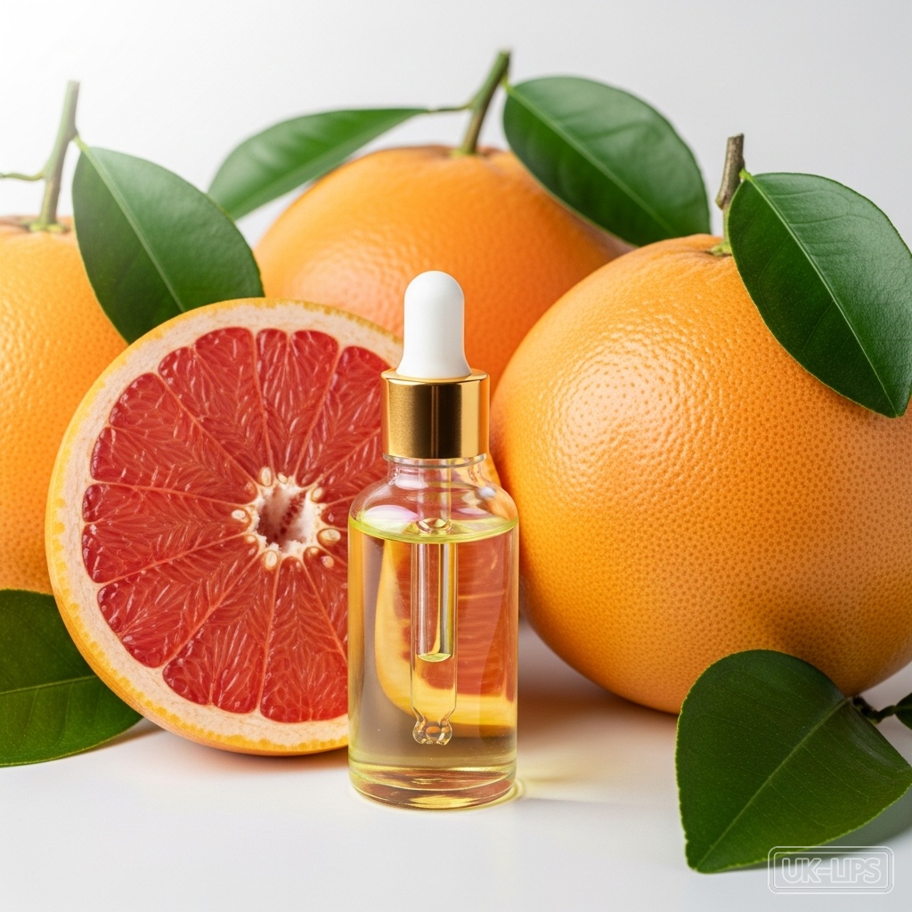 Grapefruit essential oil — Grapefruit essential oil is cold-pressed from the outer peel of the grapefruit (Citrus … | UK Lips ingredient guide
