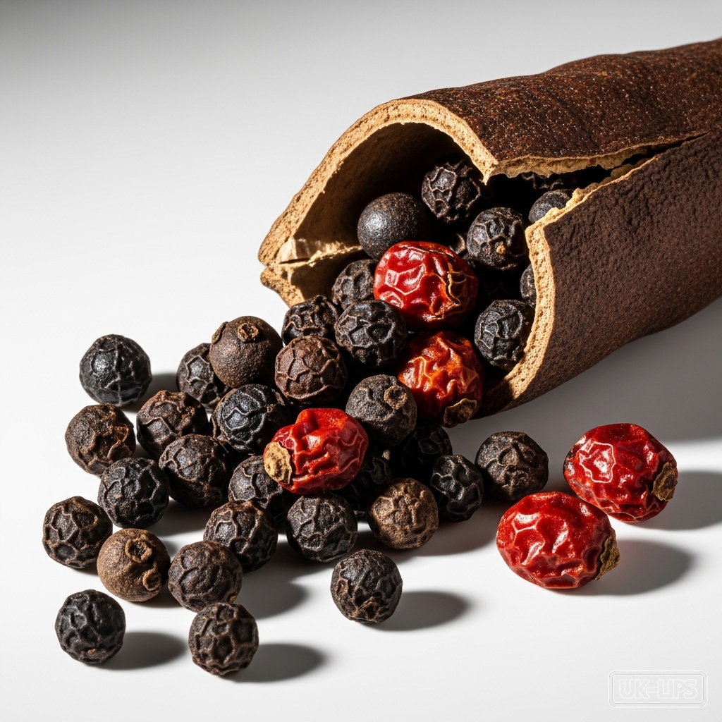 Pepper — Black pepper extract is obtained from the dried, unripe fruit (peppercorns) of the Pipe… | UK Lips ingredient guide