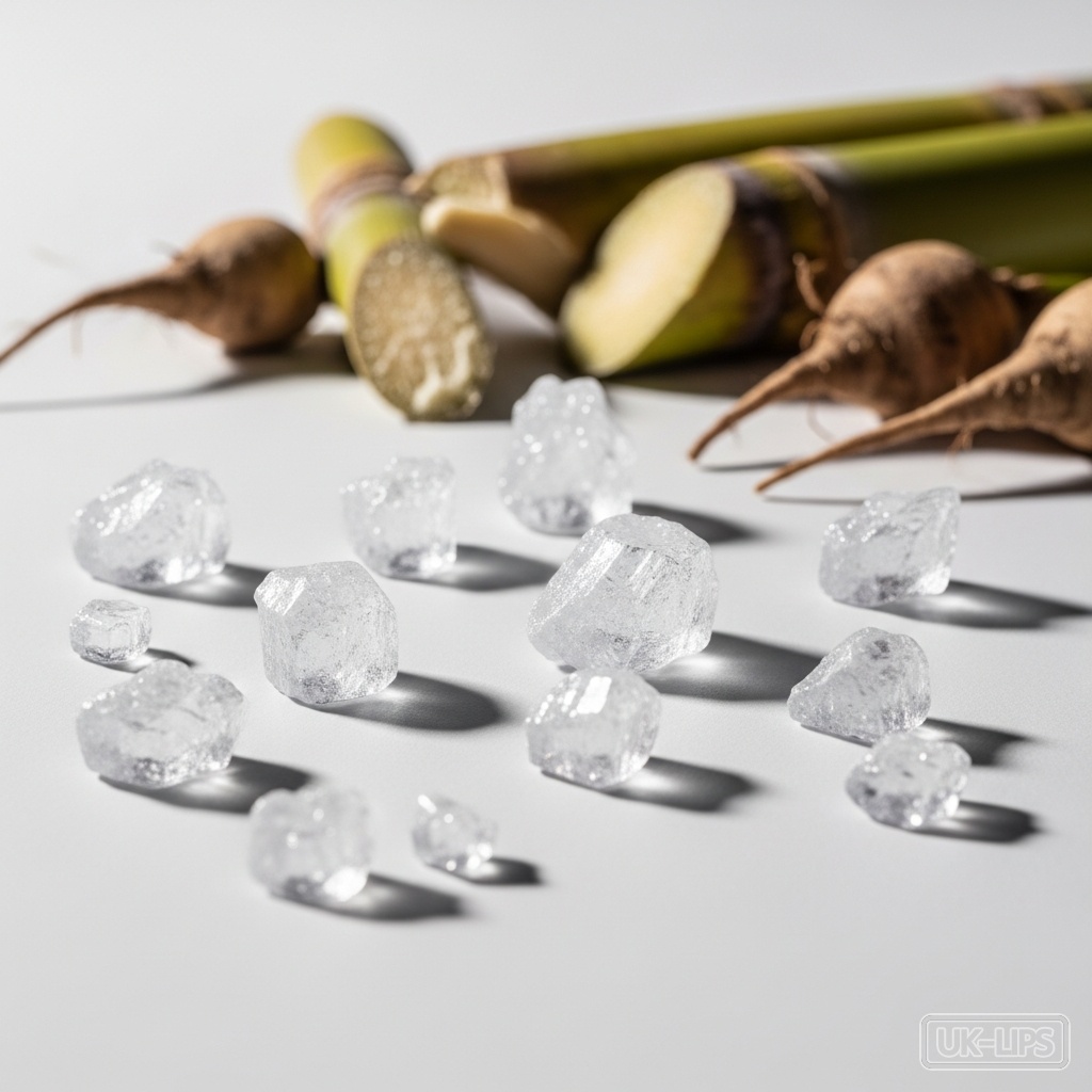 Sugar crystals — Sugar crystals are obtained from the evaporated and crystallised sap of the sugar cane … | UK Lips ingredient guide