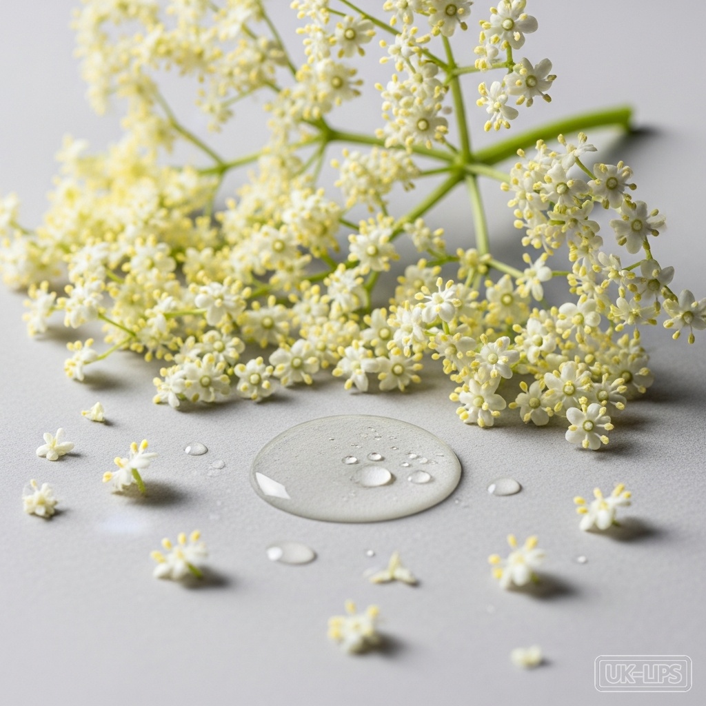 Upcycled Elderflower Extract — Elderflower comes from the delicate white blossoms of the elder tree (Sambucus nigra), … | UK Lips ingredient guide