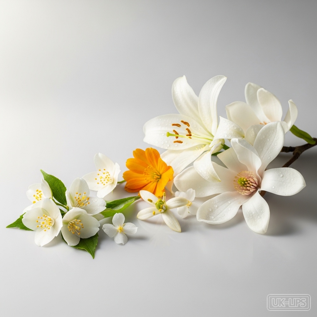 White flowers — White flowers refers to the blossoms of various flowering plants such as Jasminum offic… | UK Lips ingredient guide