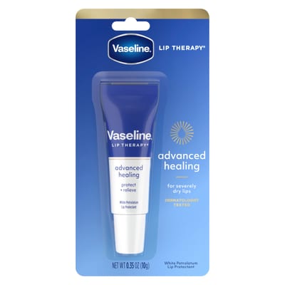 Vaseline Vaseline Lip Therapy Lip Balm Tube For healthier looking lips Advanced Healing Moisturizer For Dry Lips 0.35 oz - clear