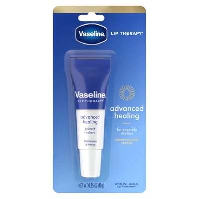 Vaseline Vaseline Lip Therapy Lip Balm Tube For healthier looking lips Advanced Healing Moisturizer For Dry Lips 0.35 oz - clear