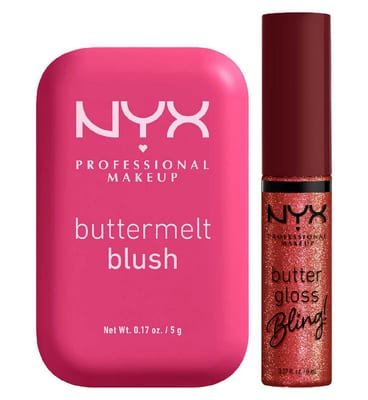 NYX Professional Makeup NYX Professional Makeup Nyx Buttermelt Blush Butta With Time 07 & Buttergloss Bling Big $Pender Lip Gloss 8Ml Duo