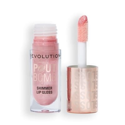 Revolution Beauty London Revolution Beauty London Revolution, Pout Bomb Shimmer Gloss, High-Shine Lip Gloss & Shimmer for Glossy Lips with Hyaluronic Acid & Sweet Vanilla Scent, Shine Pink, 4.5ml | Buildable Sheer Color, High-Shine with Hyaluronic Acid & Sweet Vanilla Scent, Vegan & Cruelty-Free, 0.15 oz - Shine Pink