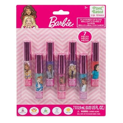 Townley Girl Townley Girl Barbie Lip Gloss - Set, 7-Piece Plant-Based, Ages 3+