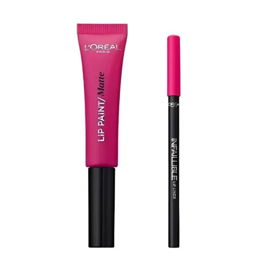 L'Oreal L'Oreal Lip Kit Paint Matte Liquid Lipstick & Lip Liner – 202 King Pink