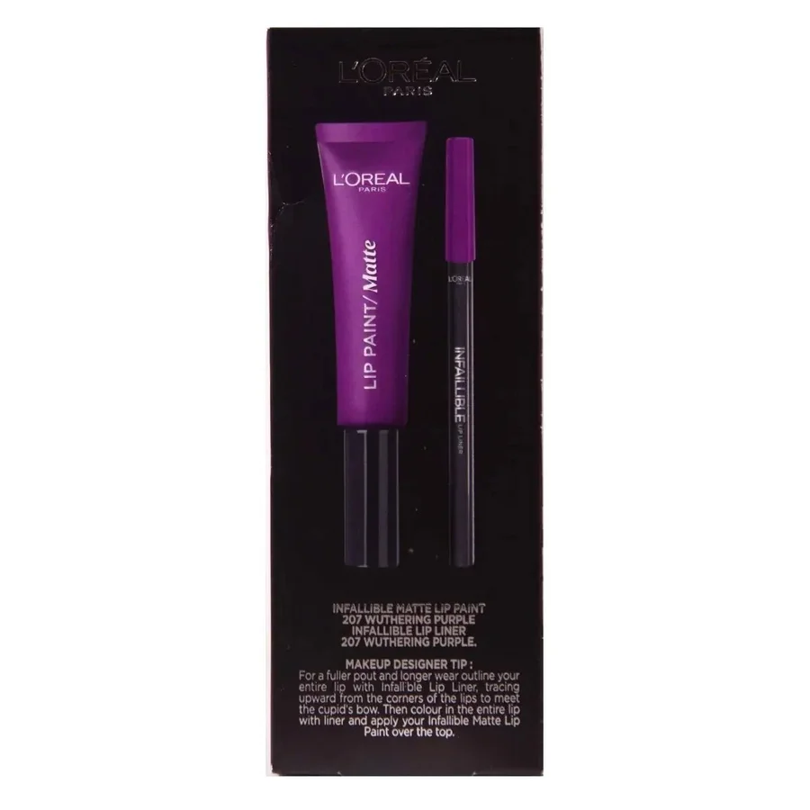 L'Oreal L'Oreal Lip Kit Paint Matte Liquid Lipstick & Lip Liner – 207 Wuthering Purple