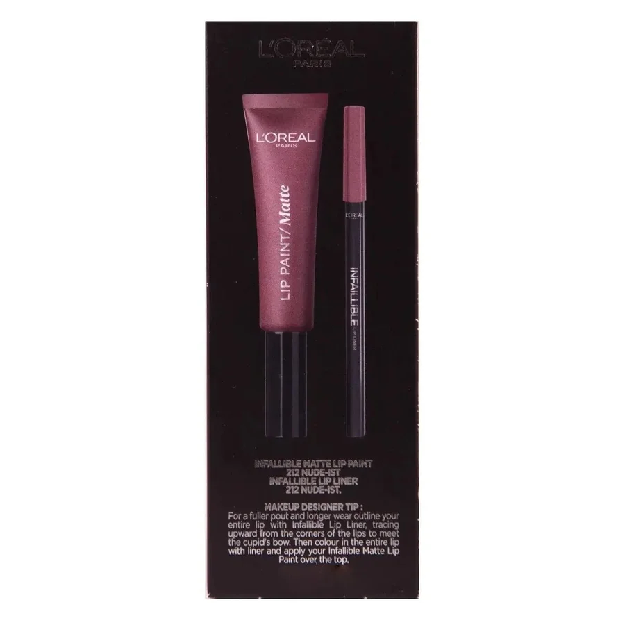 L'Oreal L'Oreal Lip Kit Paint Matte Liquid Lipstick & Lip Liner – 212 Nude-ist