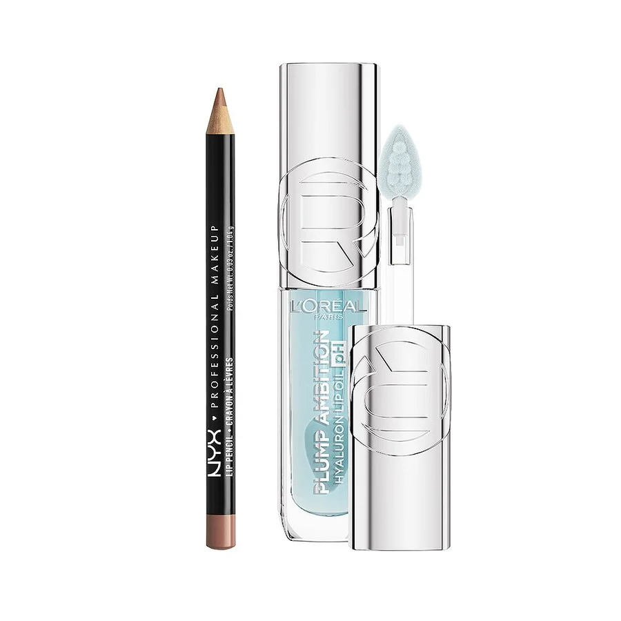 Loreal L'Oreal Nyx Slim Lip Liner Pencil Natural & Paris Plump Ambition Oil Ph Cristal Ice Duo