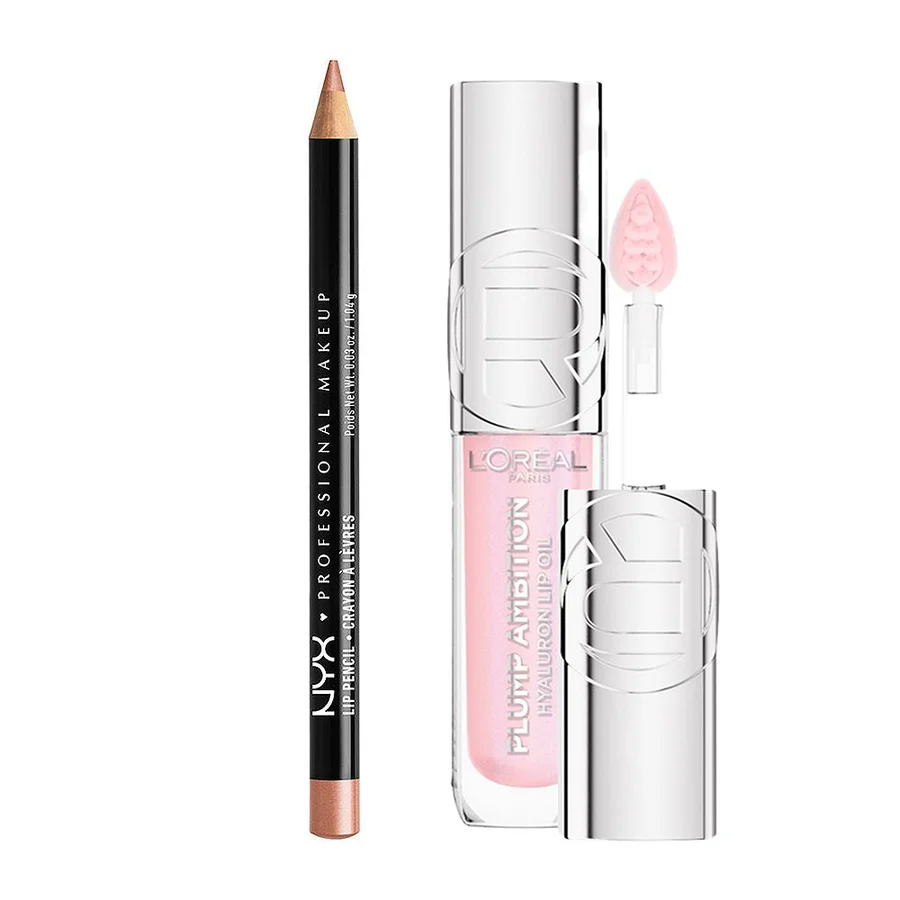 Loreal L'Oreal Nyx Slim Lip Liner Pencil Nude Beige & Paris Plump Ambition Oil Ph Cristal Ice Duo