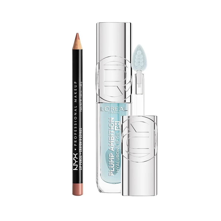 Loreal L'Oreal Nyx Slim Lip Liner Pencil Peekaboo & Paris Plump Ambition Oil Ph Cristal Ice Duo