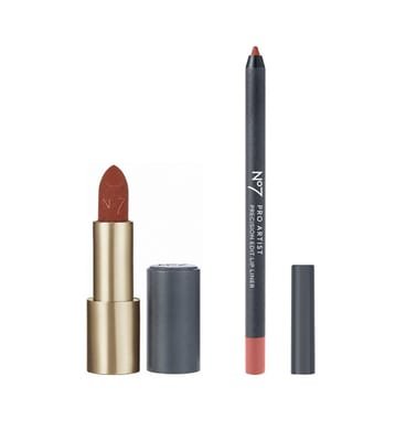 NO7 No7 Pro Artist Matt Muse Lipstick & Precision Lip Liner Sunset Satin Bundle