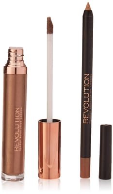Revolution Revolution Retro Luxe Metallic Lip Kit Sovereign Lip Liner 1g Liquid Lipstick 5.5ml