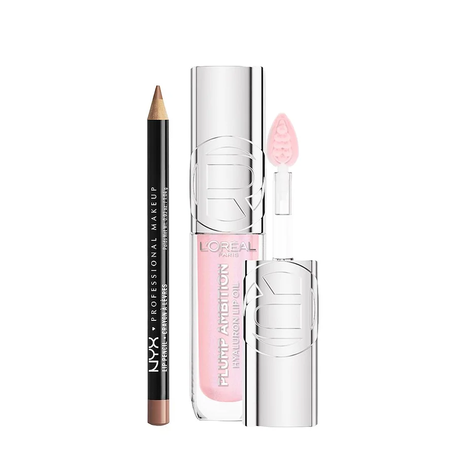 NYX Professional Makeup NYX Professional Makeup L'oreal Paris Plump Ambition Lip Oil Cristal Clear 101 & Nyx Slim Liner Natural Duo