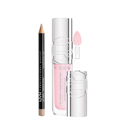NYX Professional Makeup NYX Professional Makeup L'oreal Paris Plump Ambition Lip Oil Cristal Clear 101 & Nyx Slim Liner Nude Beige Duo