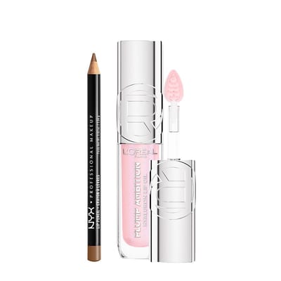 NYX Professional Makeup NYX Professional Makeup L'oreal Paris Plump Ambition Lip Oil Cristal Clear 101 & Nyx Slim Liner Brown Duo