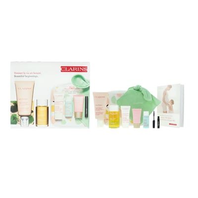 Clarins Clarins Beautiful Beginnings Marternity 5 Piece Gift Set: Body Oil 100ml - Body Scrub 30ml - Day Cream 15ml - Legs Emulsion 30ml - Mascara 3ml - Body