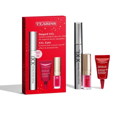 Clarins Clarins Wonder Volume Set: Wonder XXL Mascara 8ml + Lip Comfort Oil 1.4ml + Total Eye Lift Cream 3ml