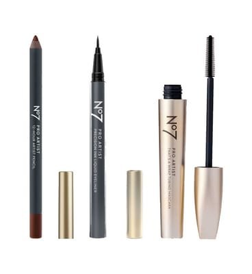 NO7 No7 Pro Artist Pencil, Liquid Eyeliner And Tubing Mascara Black Bundle