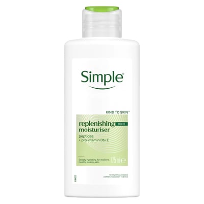 Simple Simple Kind to Skin Replenishing Rich Lotion Moisturiser with Pro-Vitamins B5 + E for Dry