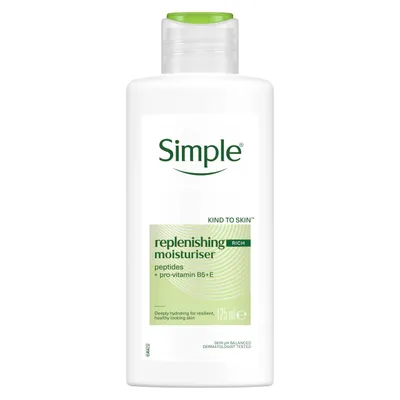 Simple Kind to Skin Replenishing Rich Lotion Moisturiser with Pro-Vitamins B5 + E for Dry
