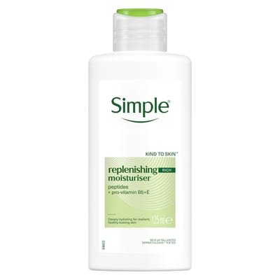 Simple Simple Kind to Skin Replenishing Rich Lotion Moisturiser with Pro-Vitamins B5 + E for Dry