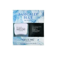 Nails.INC Basically Blue Nail Polish Duo – Light Blue, Top Coat