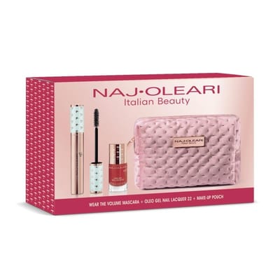 Naj Oleari Naj Oleari Gift Set 14ml Wear The Volume Mascara + 8ml Oleo Gel Nail Lacquer 22 Red + Pouch