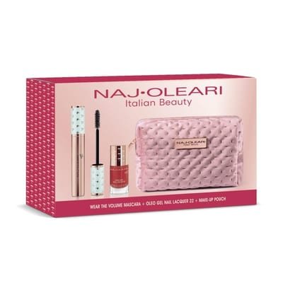 Naj Oleari Naj Oleari Gift Set 14ml Wear The Volume Mascara + 8ml Oleo Gel Nail Lacquer 22 Red + Pouch