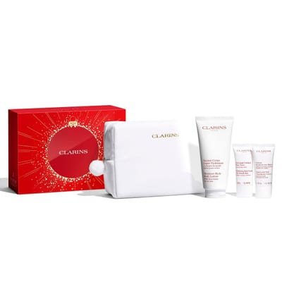 Clarins Clarins Body Care Set: Rich Body Lotion 200ml + Hand and Nail Treatment Cream 30ml + Body Scrub 30ml