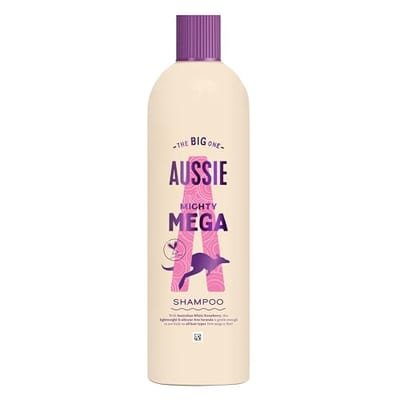 Aussie Aussie Mighty Mega Shampoo 400Ml. Gently Cleansing For Soft And Shiny Hair. Infused With Australian White Strawberry