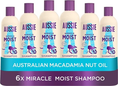 Aussie Aussie Miracle Moist Shampoo 300 ml - Pack of 6 Miracle Moist Shampoo Set