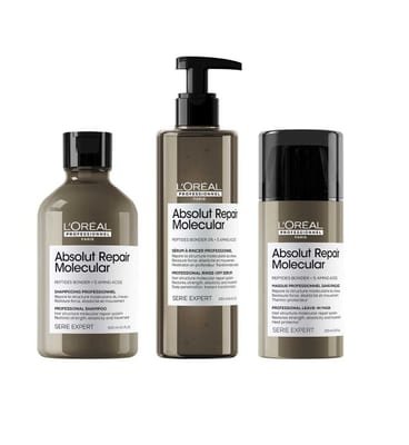 L'Oreal Professionnel L'Oreal Professionnel Serie Expert Absolut Repair Molecular Shampoo, Rinse-Off Serum And Leave-In Cream Routine