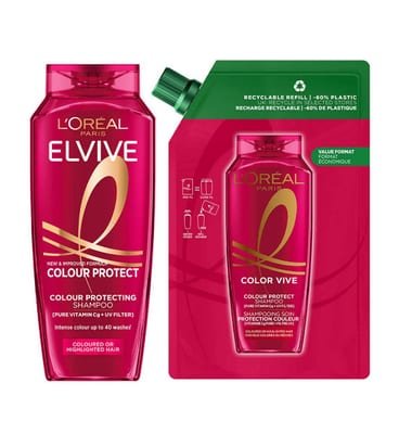 Loreal L'Oreal Paris Elvive Colour Protect Shampoo With Refill Pouch Bundle