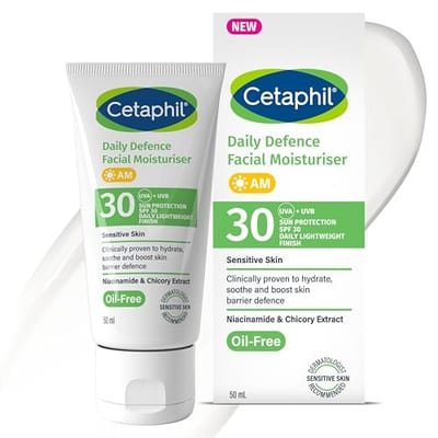Cetaphil Cetaphil Daily Defence Facial Moisturiser Spf30 For Sensitive Skin, Oil Free, Uva + Uvb, 50ml