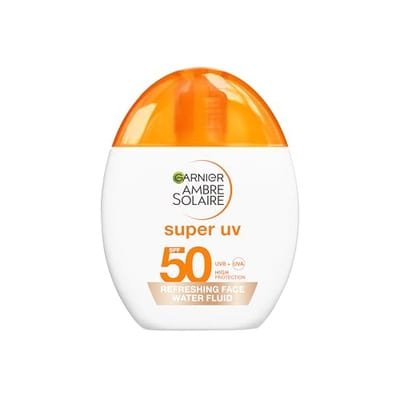 Garnier Garnier Ambre Solaire Super Uv Face Spf50 Refreshing Water Sun Cream Protection Fluid Glow 40ml