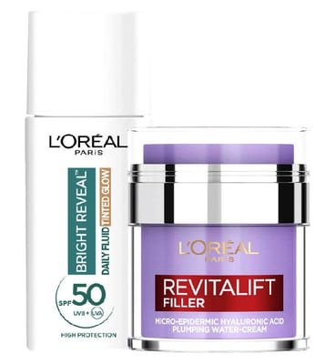 Loreal L'Oreal L’oreal Paris Glow And Protect Routine - Tinted Spf50+ In Bronze With Ultra Hydrating Moisturiser Watercream