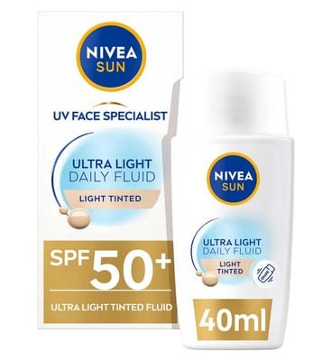 Nivea Nivea Sun Uv Ultra Light Spf50+ Tinted Daily Face Fluid, Light, 40ml