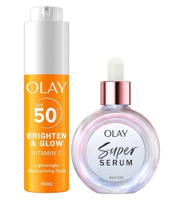 Olay Olay Vitamin C 3In1 Moisturiser Face Fluid Spf50+ Hydrating Primer 50Ml & Super Serum Bundle