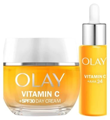 Olay Olay Vitamin C Anti-Dark Spot Spf30 Day Cream 50Ml & + Aha24 Serum 40Ml Bundle
